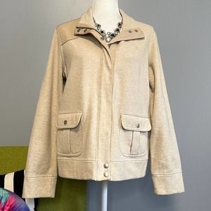 Ralph Lauren Cream Cotton Knit Full Zip Utility Jacket Large